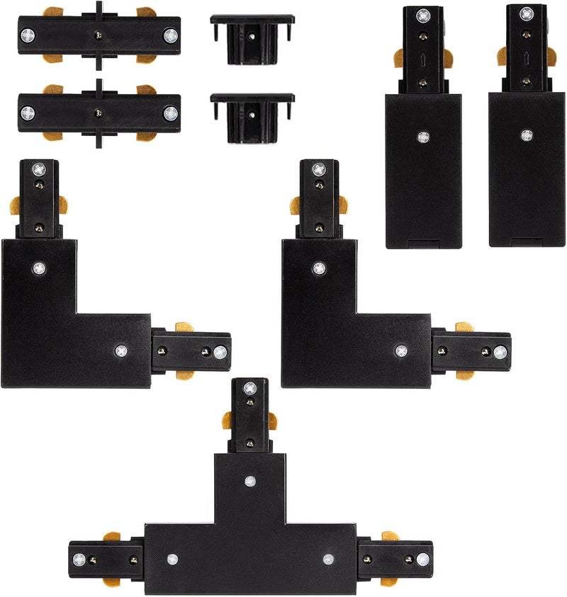 iCreating H Track Lighting Connector Kit - Black H Track Lighting Rail Connectors, 3 Wire Track Lighting Fixtures Accessories All in One Kit for Single Circuit H Type LED Track Lighting Heads System - Image 1